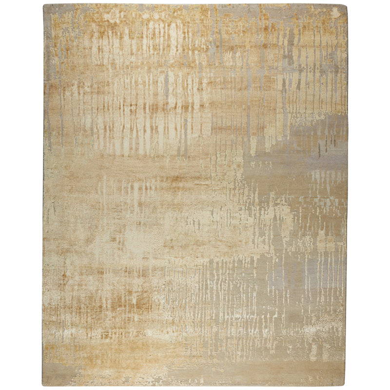 Tapis doré à motif abstrait moderne Luisa, Rectangle 3' x 5'