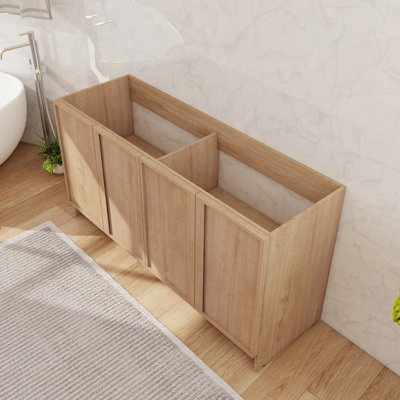 60" Freestanding Bathroom Vanity Base with 4 Doors and 2 Shelves