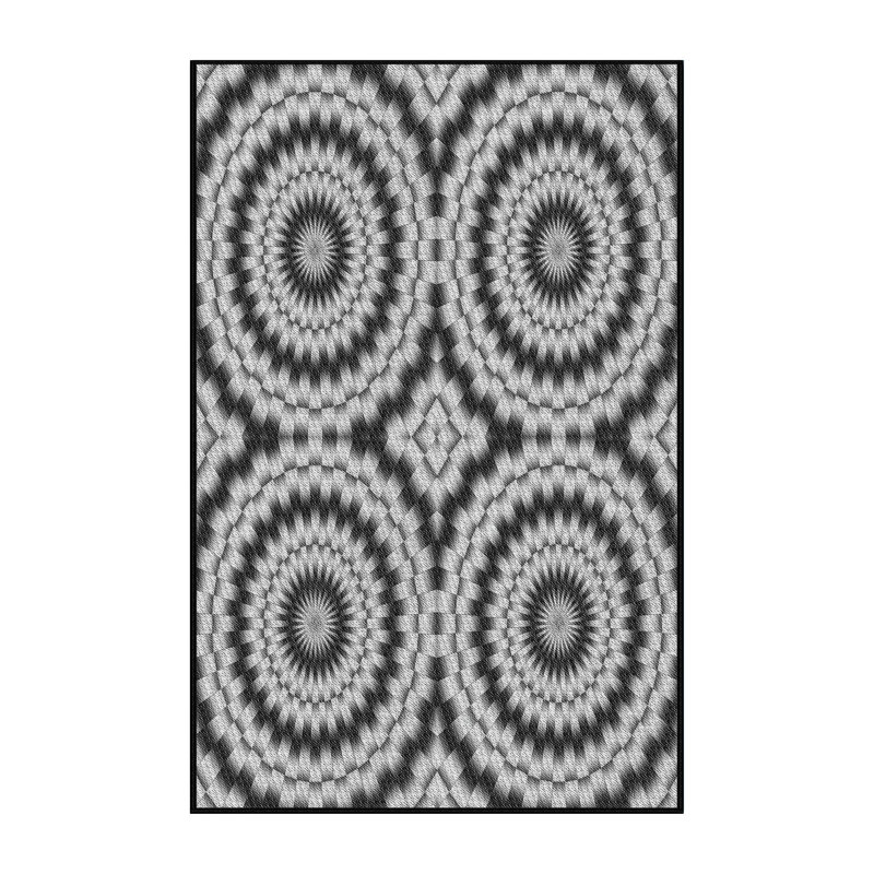 Tapis noir/gris tissé à la machine, Rectangle 7 pi x 10 pi