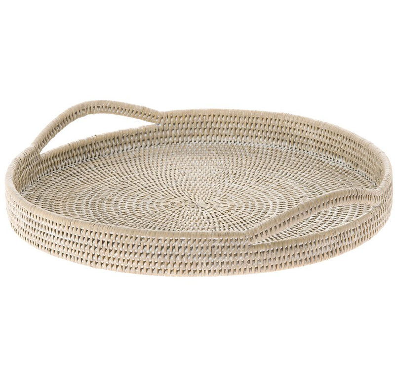 Everard Wicker Tray, White Wash