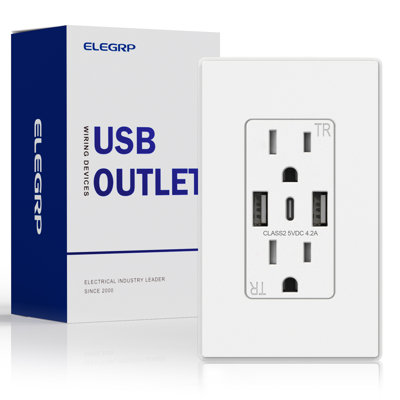 Tamper Resistant Duplex Outlet with USB Port