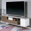 Base de console de télévision de style moderne moderne avec tablette ouverte et glissières à roulement à billes attachées à un tiroir avec dessus en champagne avec champagne ultrabrillant