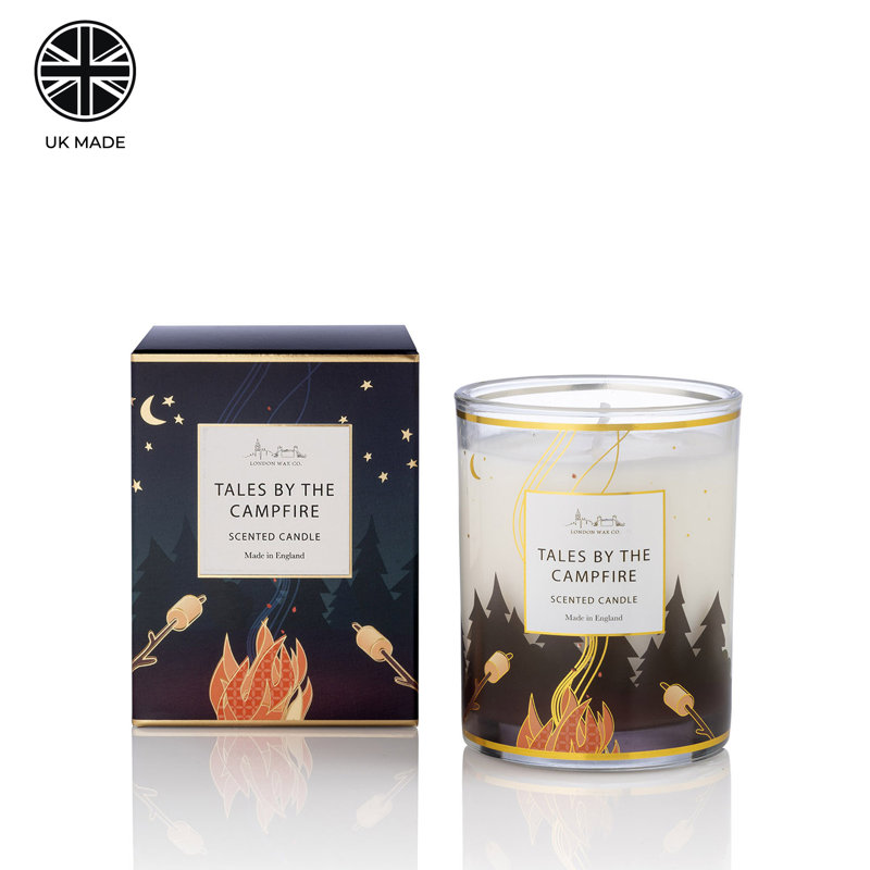Scented Jar Candle with Glass Holder, Gold/Clear/Black