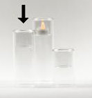 Votive en verre, H 6 po x l 2 po x P 2 po