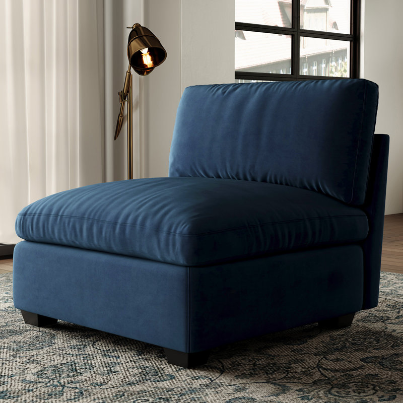  Canapé modulaire en velours côtelé Knopp, Velours bleu
