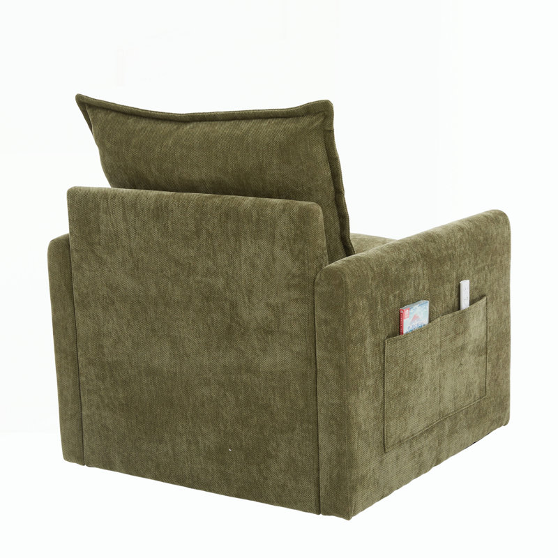 Fauteuil demi-tonneau pivotant - Chaise Mid-Century moderne, Olive