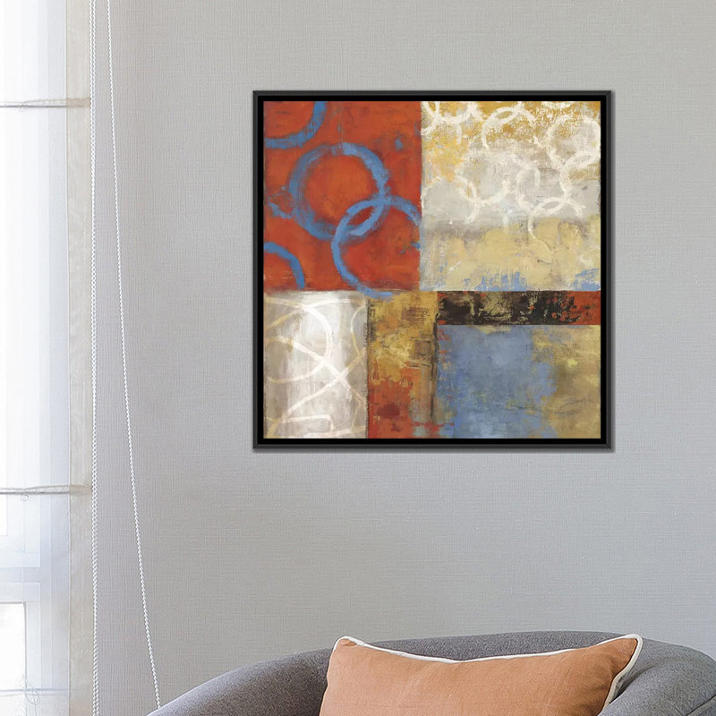 « orange broyage », impression sur toile, H 18 po x l 18 po x P 1,5 po, Toile avec cadre noir, Pas de tapis