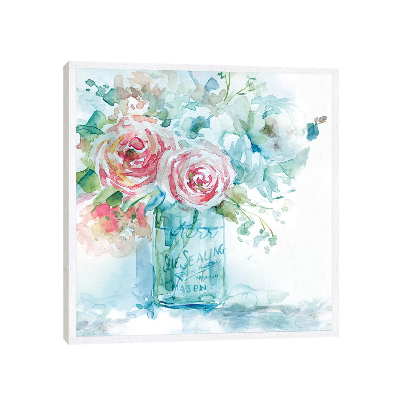 Sea & Glass I by Carol Robinson - Painting on Canvas, 45.72 cm H x 45.72 cm W, White Framed