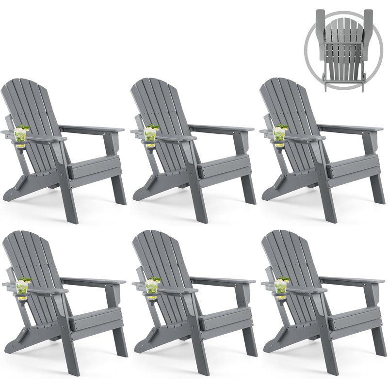 Foldable Outdoor Adirondack Chair, Gray
