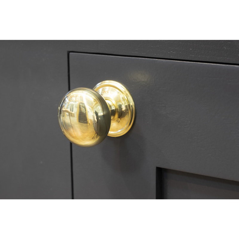 Oval Mushroom Knob, Polished Brass, 3.2cm