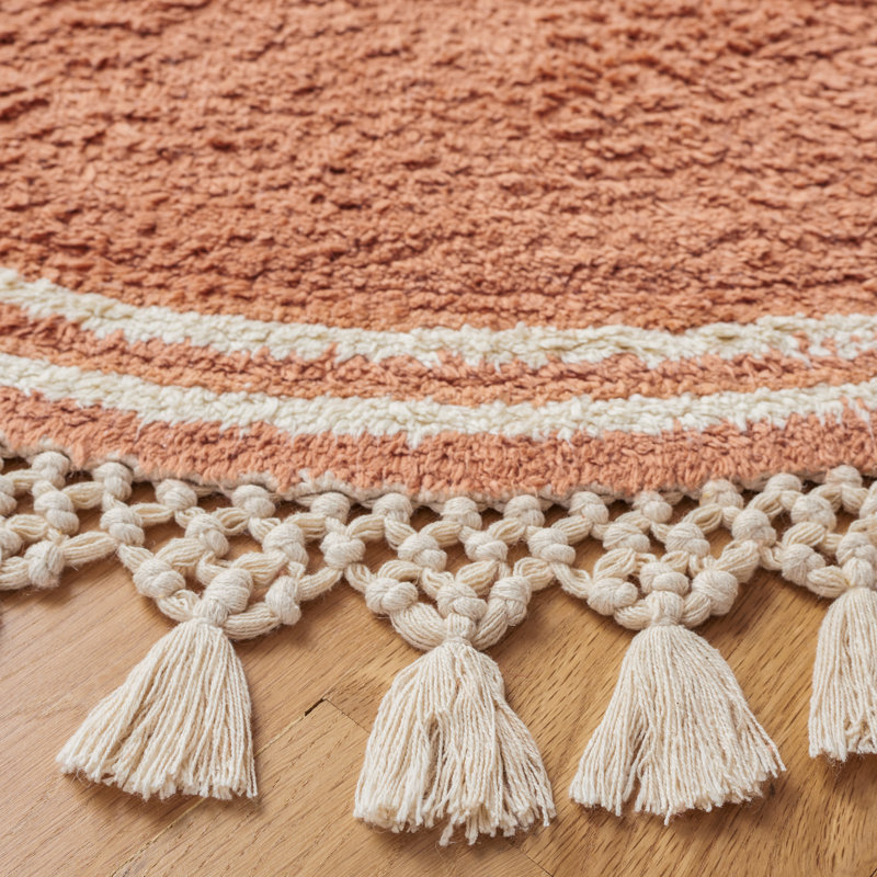 Huguley Easy Care 201 Area Rug In Rust / Ivory, Round 6'