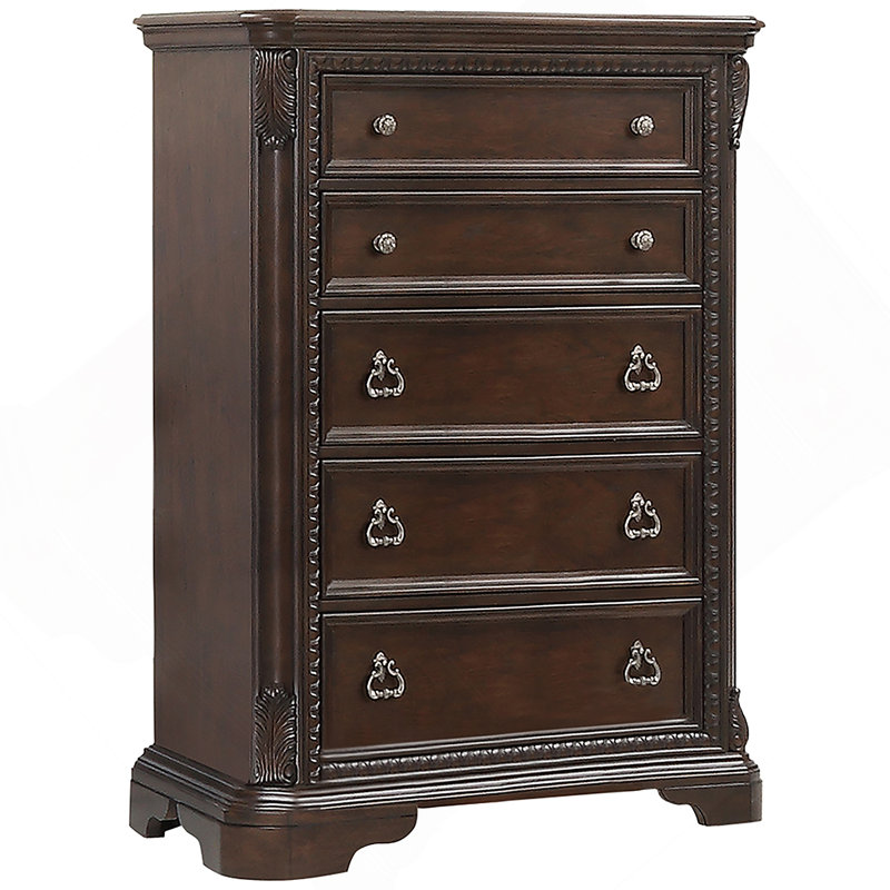 Commode 5 tiroirs en acajou traditionnel