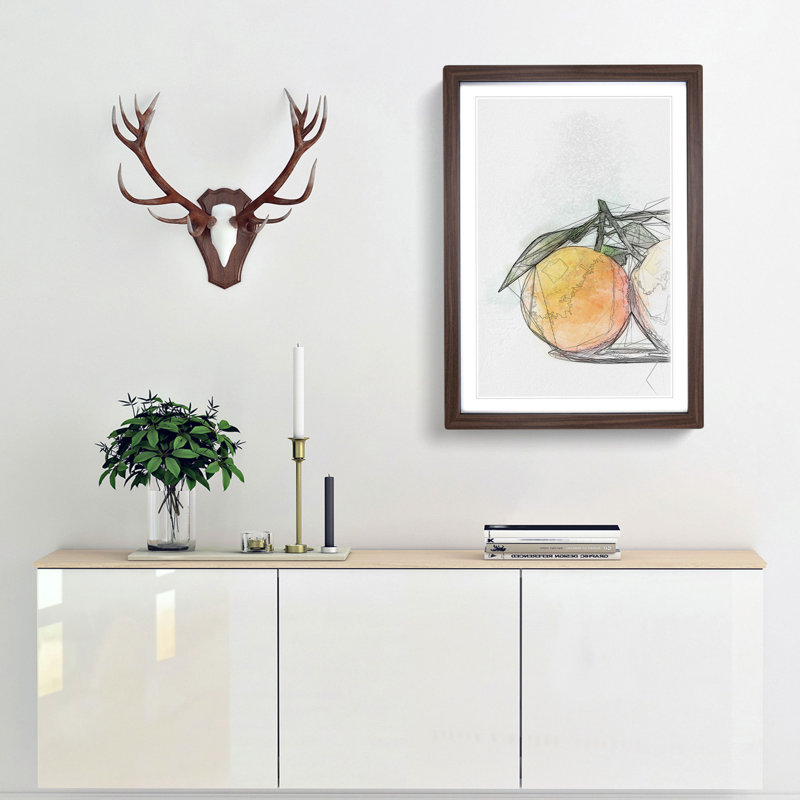The Orange Tree in Abstract - Picture Frame Graphic Art Print, 65cm H x 48cm W x 2cm D, Walnut Framed