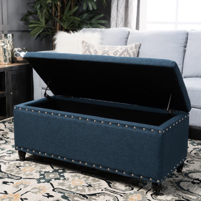 Tissu bleu marine avec pieds en bouleau brun foncé pour vestiaire, atelier de rangement l 41,74 po x P 17,73 po