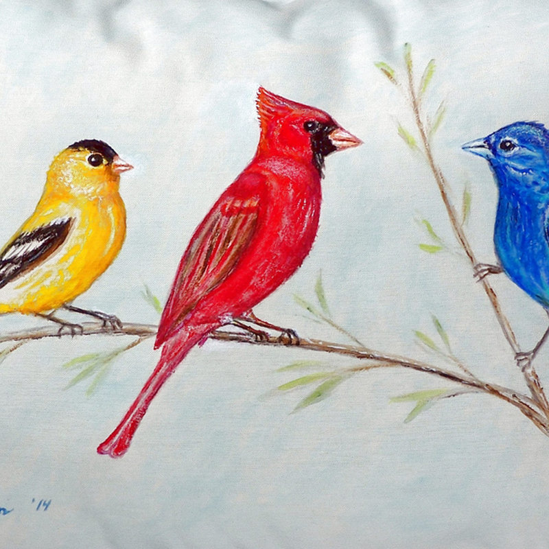 Three Birds Outdoor Throw Pillow, Large