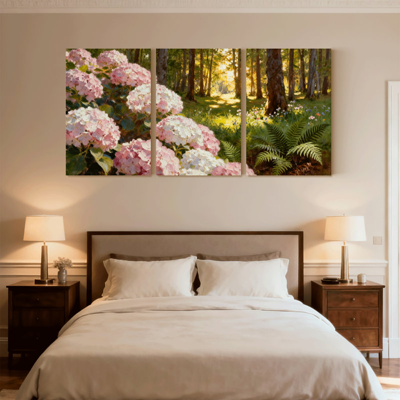Hydrangea, ensemble de 3 impressions sur toile, "Forest Forest Trees", H 30 po x l 60 po