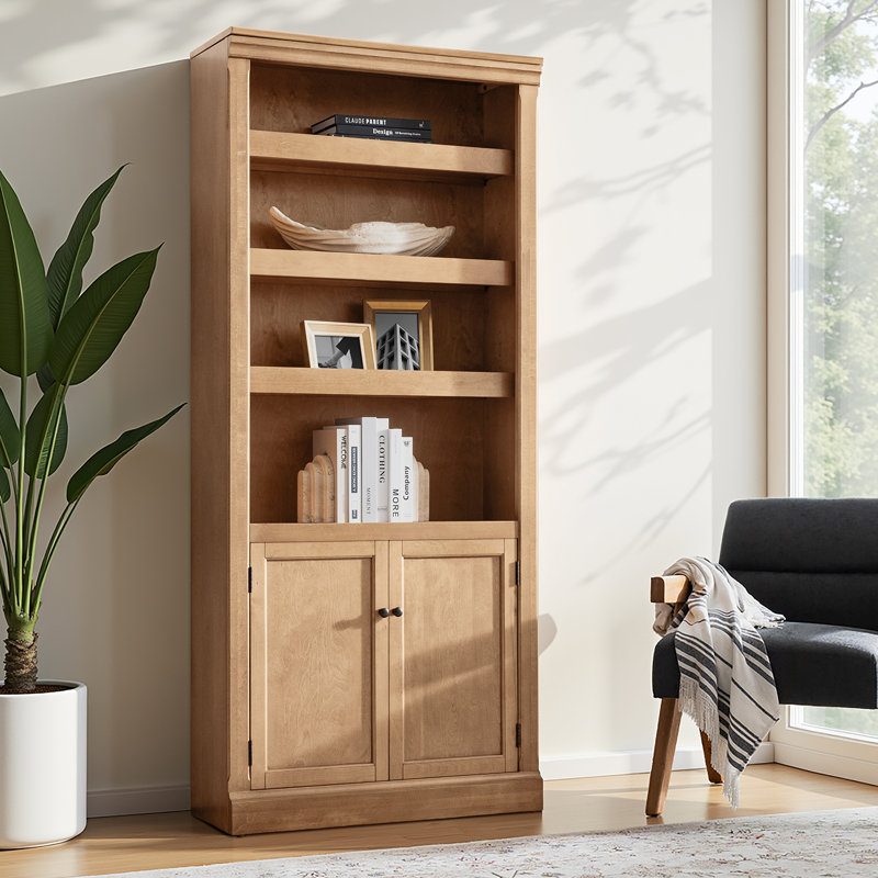 Bibliothèque transitionnelle à cadre en bois massif H 78 "x l 33,5" Eduardo, Chêne