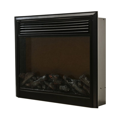 Foyer de télévision avec miroir en acrylique, effet de flamme réaliste, 2 couleurs dynamiques, réglages de luminosité, écran tactile intelligent, idéal pour le salon principal, style américain, noir, profondeur de 26,68 po,