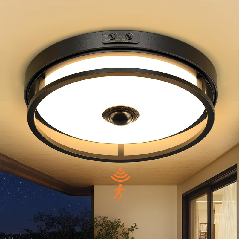 4-Mode LED Motion Sensor Ceiling Light – Dusk to Dawn Outdoor Porch Light with Manual Override