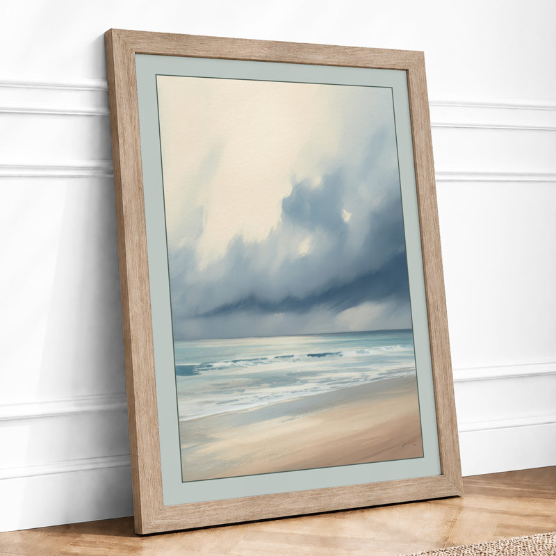 Seascape at Dusk Coastal - Framed Print, Oak, A4 - 29.7 x 21.0 cm