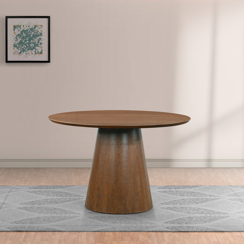 46" Round Pedestal Dining Table, 29.9" H x 35.4" L x 35.4" W, Walnut