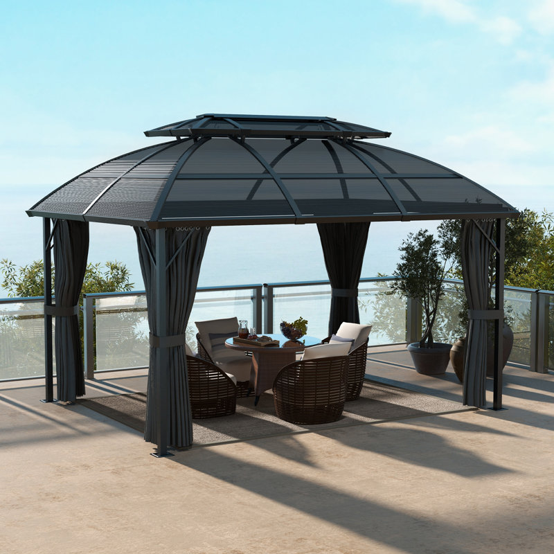 Hern 4m x 3m Aluminium Patio Gazebo, Black