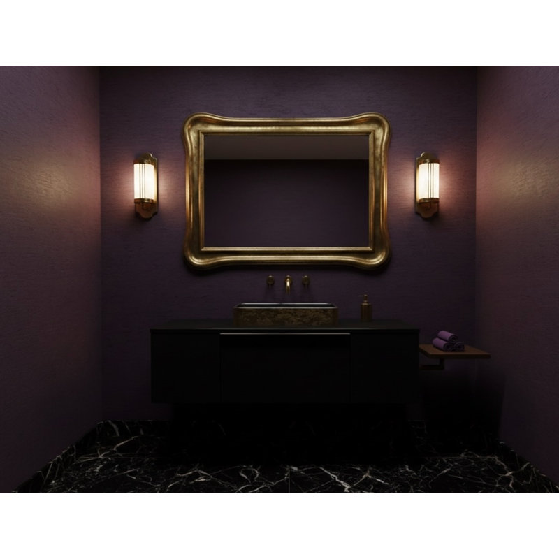 Vast Studio 21.5” L x 13.8” W Textured Aged Brass/Black Rectangular Vessel Bathroom Sink Countertop Wash , Brass/Black