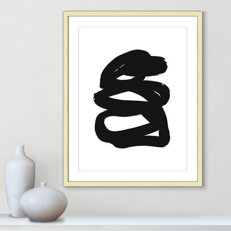 «Line Hug Collection» par Leah Straatsma, dessin au trait, Cadre doré mat, H 29,5 po x l 23,5 po x P 1,25 po