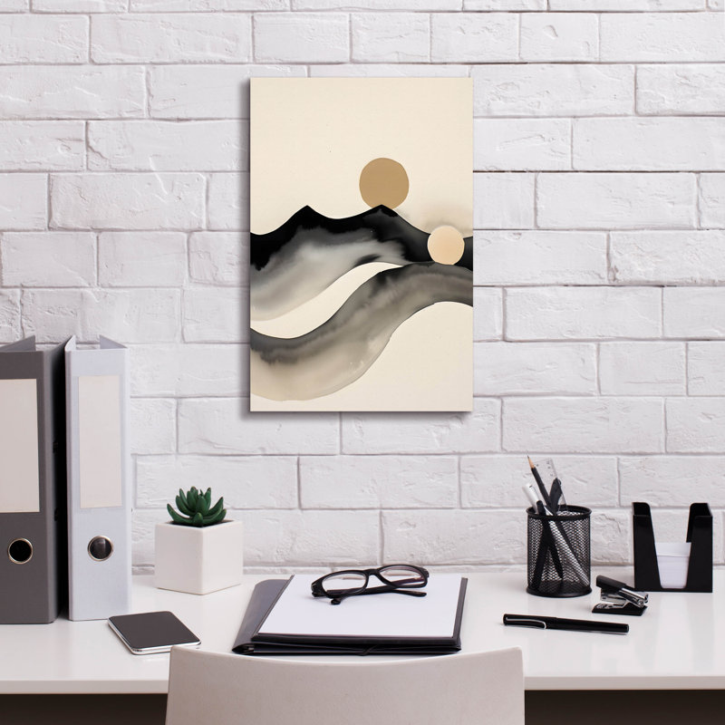 "Black & Beige Landscape 3" par Petals Prints Design, H 18 po x l 12 po x P 0,75 po