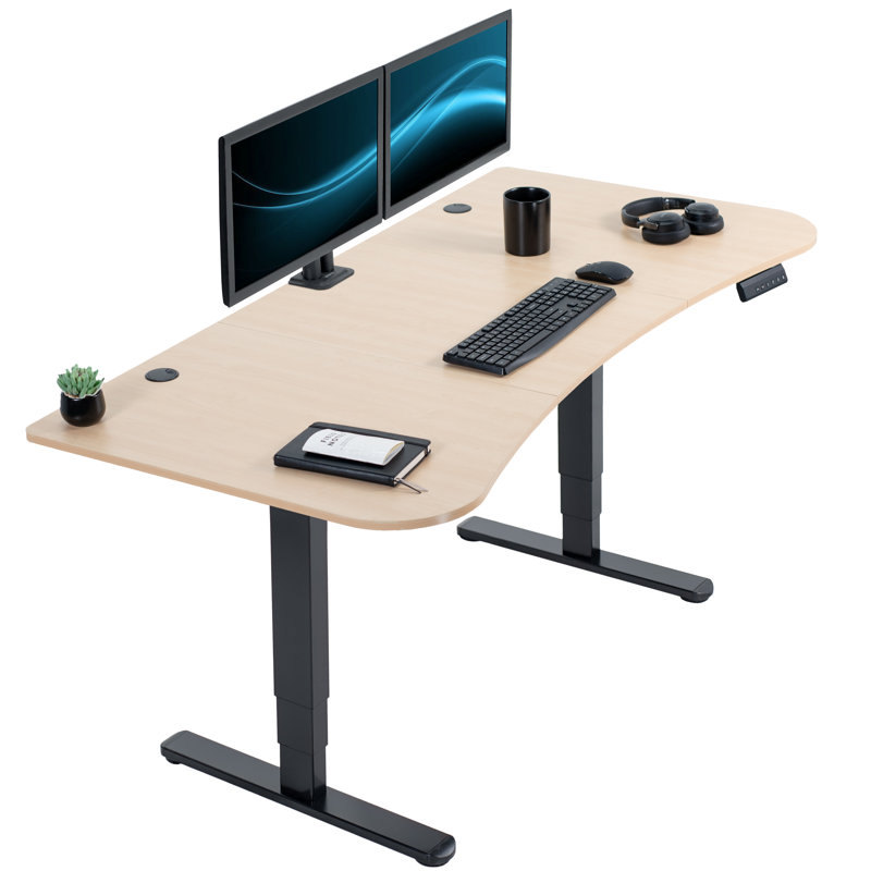 Bureau pour travailler debout à hauteur réglable, Bois clair / noir