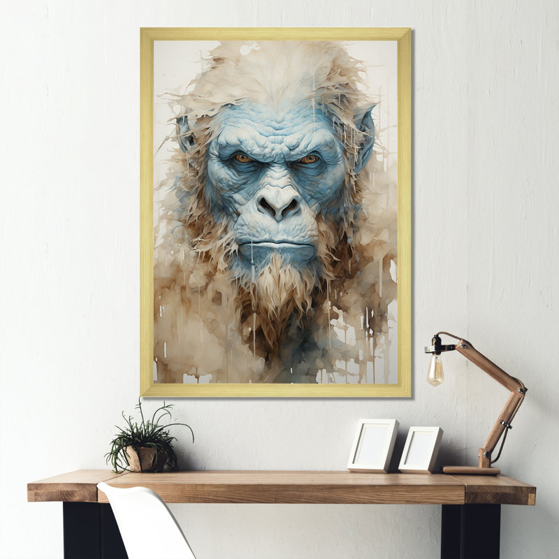 Portrait de Bigfoot - impressions sur toile Bigfoot, Cadre doré simple, H 20 po x l 12 po x P 1 po
