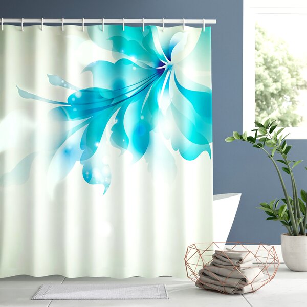 Ebern Designs Celestiel Floral Shower Curtain with Hooks Included ...