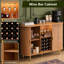 Armoire à vin 55 "avec lumières à DEL, support à vin et porte-verre Mid-Century-128973404