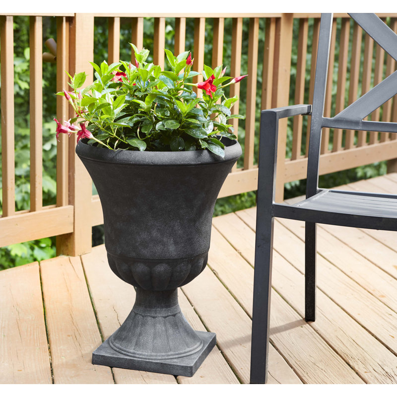 Winston 16 Inch Black Resin Outdoor Urn Planter
