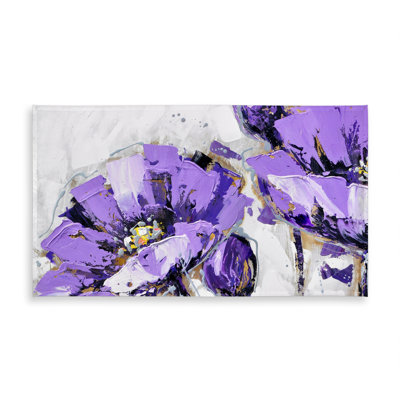 Gray Floral & Botanical Tablecloth - Purple Abstract Flowers