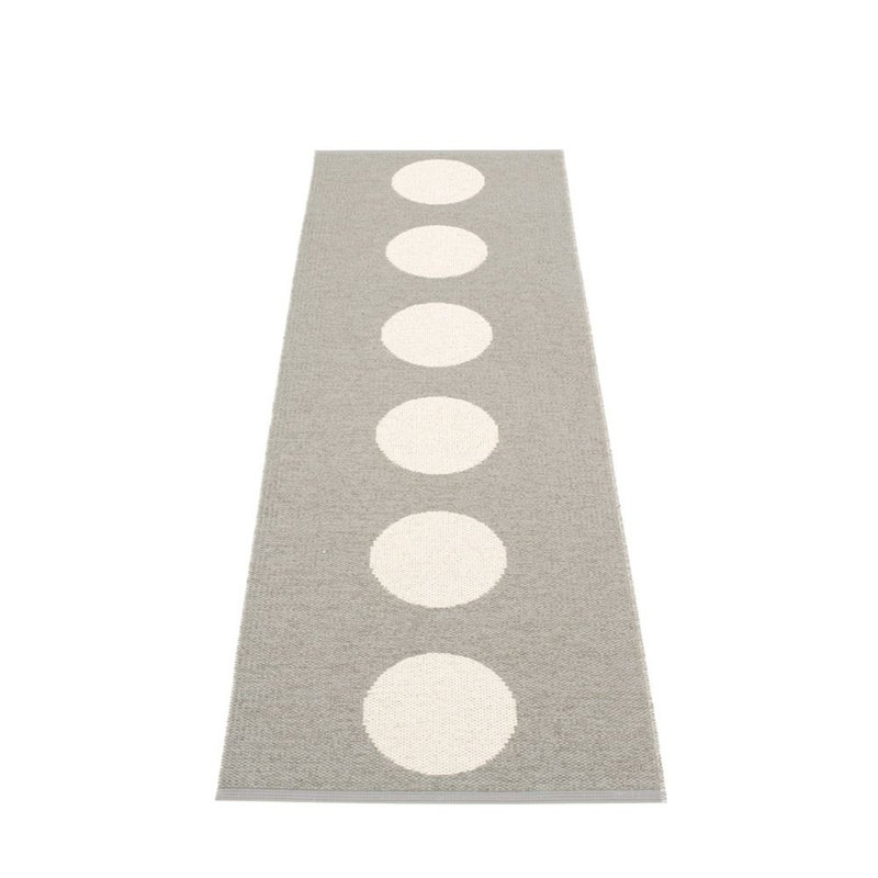 Vera Polka Dots Area Rug in Yellow/White, Runner 2'3" x 7'6", Warm Gray/White