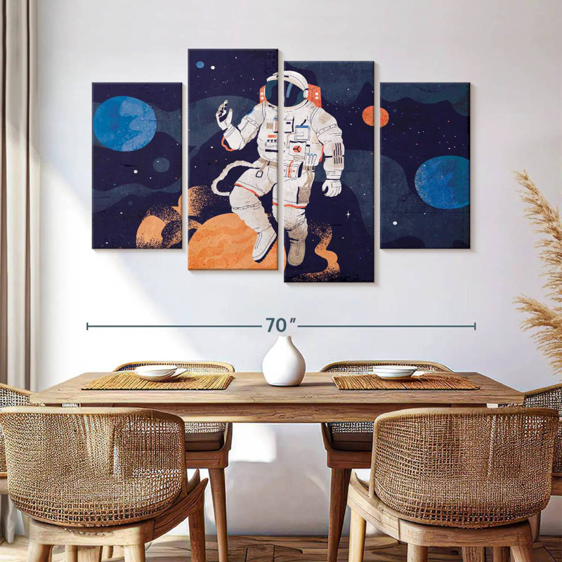 Oberle astronaute avec planètes, H 42 po x l 68 po