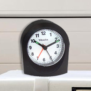 Modern & Contemporary Analog Quartz Movement / Crystal Tabletop Clock with Alarm, Black