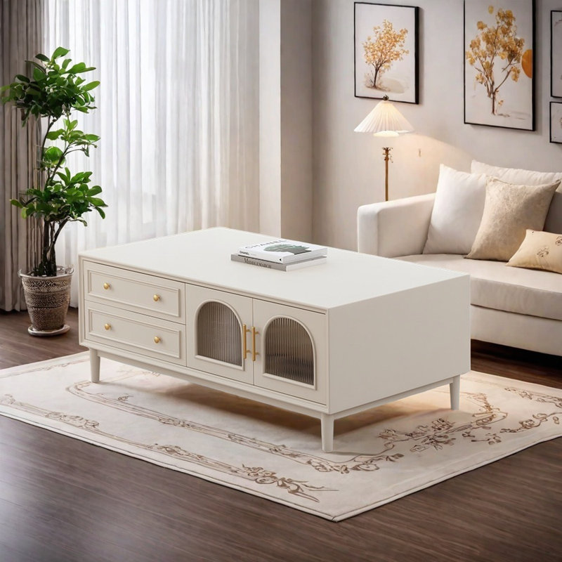 Solid wood coffee table with rounded edges
