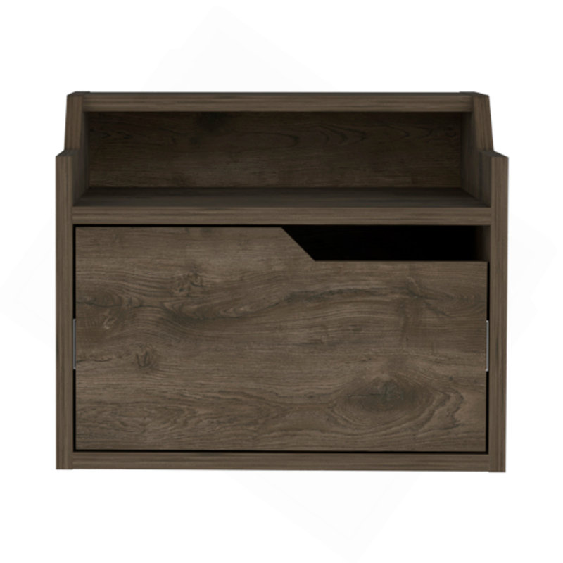 Table de chevet flottante Chester, chambre, brun foncé, Marron foncé