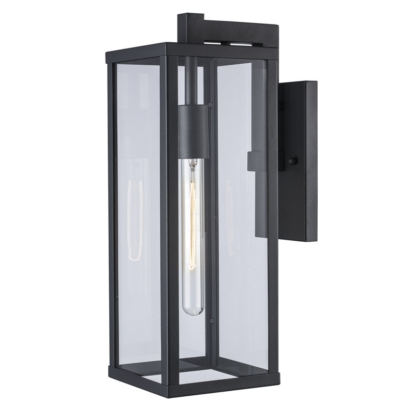 Lanterne murale d'extérieur noire 1 lumière Iddings, H 17,75 po x l 6 po x P 9 po
