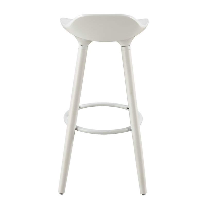 White Curved Seat Mid Century Modern Bar Stool