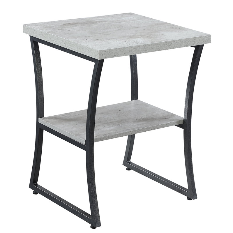 Faux Birch and Slate Gray Rectangular End Table with Shelf