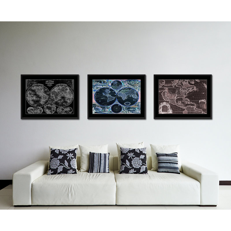 «Frederick Ee Wit Wit», reproduction de carte sur toile avec cadre noir, 28 x 37, H 16 po x l 21 po