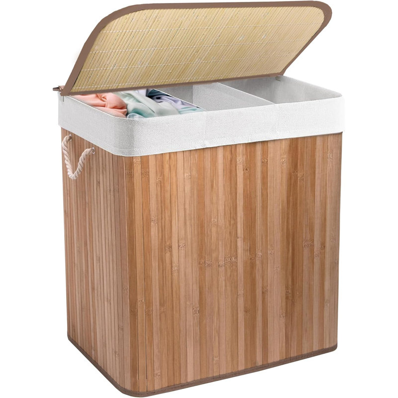 Bamboo Laundry Hamper with Handles, Natural