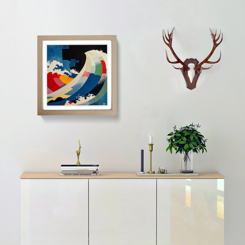 Japanese Wave Suprematism No.2 - Framed Print, Oak