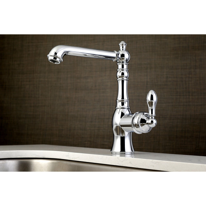 Robinet de salle de bain à fixation sur comptoir à poignée simple 1 ou 3 trous Kingston, Chrome poli