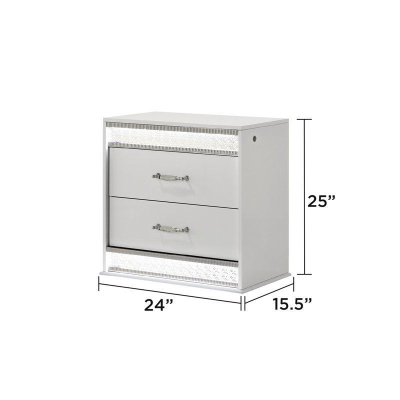 Table de chevet 2 tiroirs Glamour