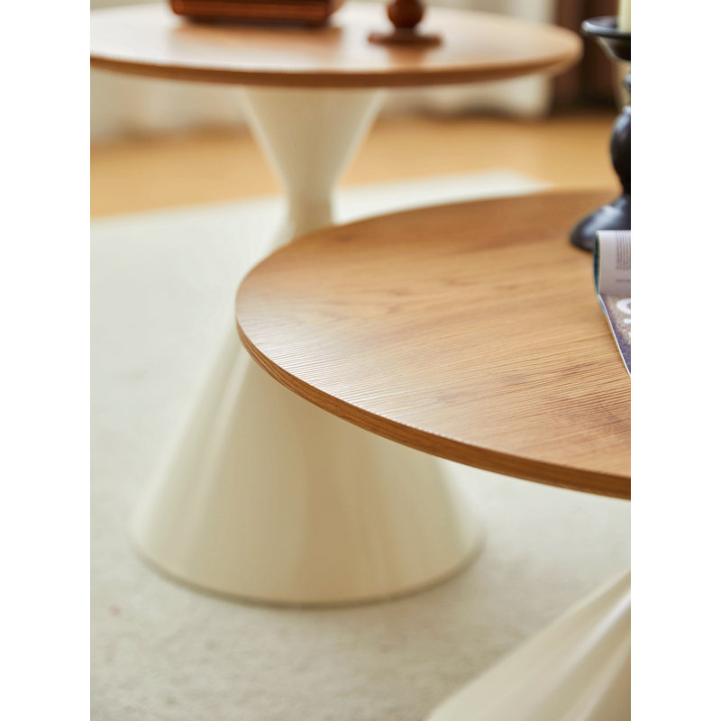 TABLE RONDE BLANC + BOIS