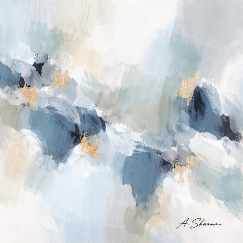 Art mural sur toile indigo, L 36 po x H 24 po x P 1,5 po